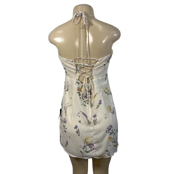 Lulus Women's Beige Summer Flower Print Slip Short Dress Sz L - New - Picture 4 of 10